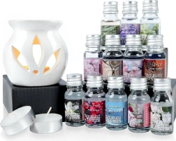 Lampă de aromaterapie cu uleiuri parfumate – set cadou 15 piese
