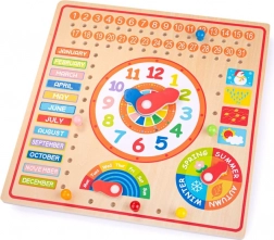 Calendar din lemn cu ceas Bigjigs Toys