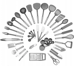 Ag949a set de ustensile de bucătărie 40 piese gri