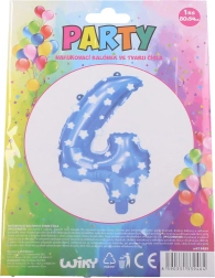 Balon gonflabil cifră 4 albastru cu steluțe