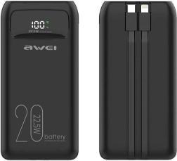 Power bank 20000 mAh Awei P169K cu încărcare rapidă 22,5 W și afișaj LCD