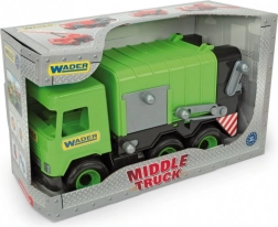 Mașină de gunoi verde WADER Middle Truck, 42 cm, în cutie