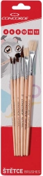 Set de pensule naturale CONCORDE, rotunde și plate, 6 buc
