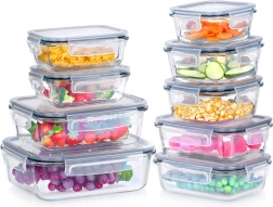 Borcanuri din sticlă pentru alimente cu capac etanș și garnitură, set de 9 piese