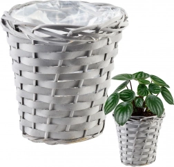 Husă gri din nuiele pentru ghiveci 16 × 17 cm