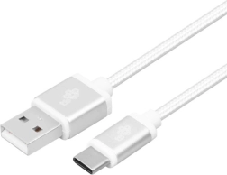 Cablu USB-A la USB-C 2 m, împletit argintiu