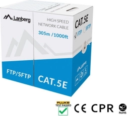 Cablu de rețea SFTP Cat 5e 305 m, cupru plin, gri