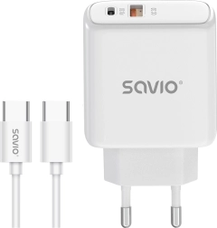 Încărcător rapid de rețea 20 W cu cablu USB‑C – SAVIO LA‑113