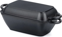 Tavă de fontă 2 în 1 cu capac și tigaie grill 3,5 l / 1,5 l