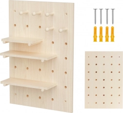 organizator pegboard de perete din lemn 40 × 60 cm, lemn deschis, 20 kg – Maclean