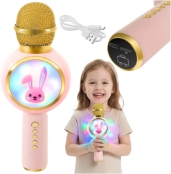 Microfon karaoke wireless pentru copii Izoxis iepuraș roz
