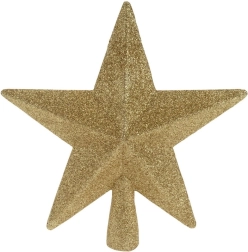 Stea aurie nesfărâmabilă pentru vârful bradului de Crăciun 19 cm