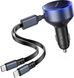 Vention încărcător auto cu port USB‑C și cabluri integrate USB‑C/Lightning 60 W
