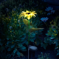 Lumină LED solară decorativă în formă de floarea-soarelui, cu tijă, 75 cm