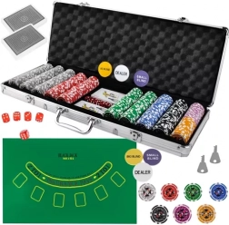 Set de poker 500 jetoane în servietă din aluminiu