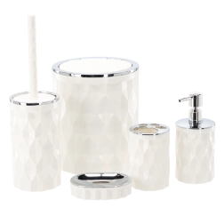 Set rotund din 5 piese pentru accesorii de baie – alb