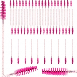 Set de periuțe spiralate pentru gene și sprâncene – 50 buc, roz