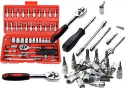 Set de chei de soclu 1/4" - 46 de piese în cutie