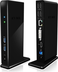 Stație de andocare ICY BOX cu USB, HDMI, LAN, DVI-I și intrare microfon