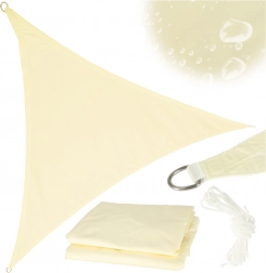 prelată de umbrire pentru exterior terasă impermeabilă triunghiulară bej 4x4x4 m