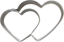 Forme de tăiat pentru prăjituri – două inimi, inox 5–6 cm