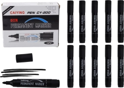 Set de markere permanente rezistente la apă, negre, 10 buc.