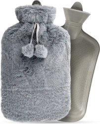 Termofor cu husă din pluș gri 2 l