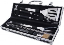 Set de ustensile pentru grătar din oțel, în servietă, 9 piese