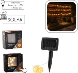 Ghirlandă luminoasă LED solară pe fir, 100 LED-uri, alb cald, 11,9 m