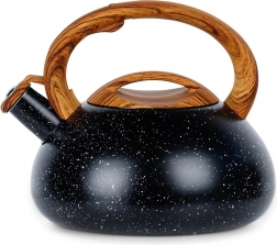 Ceainic fluierător din oțel inoxidabil 3 l – negru cu efect de piatră