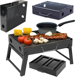 Grătar portabil pliabil pe cărbune pentru camping și BBQ