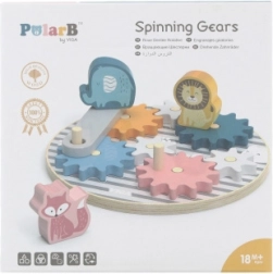 Cuburi din lemn cu roți dințate pentru copii cu animăluțe