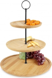 Platou etajat din bambus cu trei niveluri 35 cm