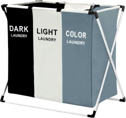 Coș pentru rufe cu trei compartimente și organizator 135L