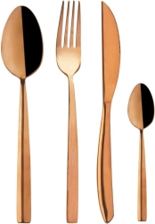 Set de tacâmuri din oțel inoxidabil cu finisaj cuprat pentru 6 persoane, 24 piese