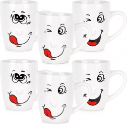 Set de căni din ceramică cu fețe vesele 350 ml, 6 buc.