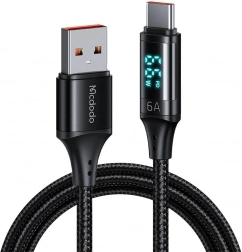 Cablu USB la USB-C cu afișaj Mcdodo, 66W, 6A, 1,2 m negru