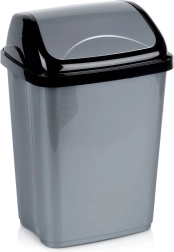 Coș de gunoi din plastic 10 l, gri, cu capac basculant