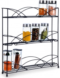 Suport metalic pentru condimente cu trei niveluri 33,5 × 6,5 × 33,5 cm