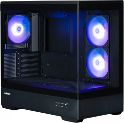 Carcasă de computer MicroATX mini tower cu sticlă panoramică și 3 ventilatoare ARGB