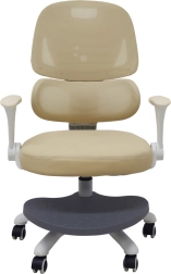 Scaun ergonomic rotativ pentru copii la birou cu suport pentru picioare, bej