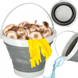 Găleată pliabilă din silicon 10 L gri