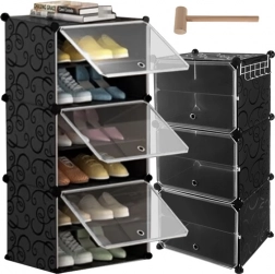 Dulap modular pentru pantofi cu 6 niveluri, cu uși și cuier