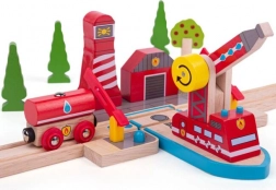 Set de salvare din lemn Bigjigs Rail Pompieri