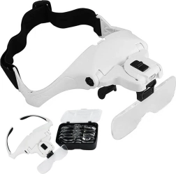 Lupă frontală cu LED, 5 lentile interschimbabile