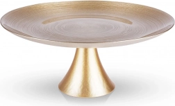 Suport pentru tort din sticlă auriu pe picior, 28 cm