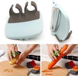 Răzătoare pentru legume și fructe cu mânere pentru degete - negru și albastru