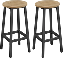 Set de scaune de bar rotunde 2 buc. – 65 cm scaun înalt de bucătărie cu suport pentru picioare