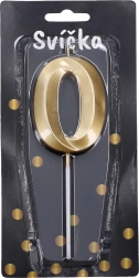 Lumânare de petrecere Aurie cifră 0