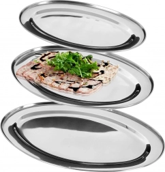 Tăvi ovale din oțel, set de 3 bucăți